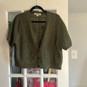 Boden Short Sleeve, Cropped, Crochet Cardigan XL